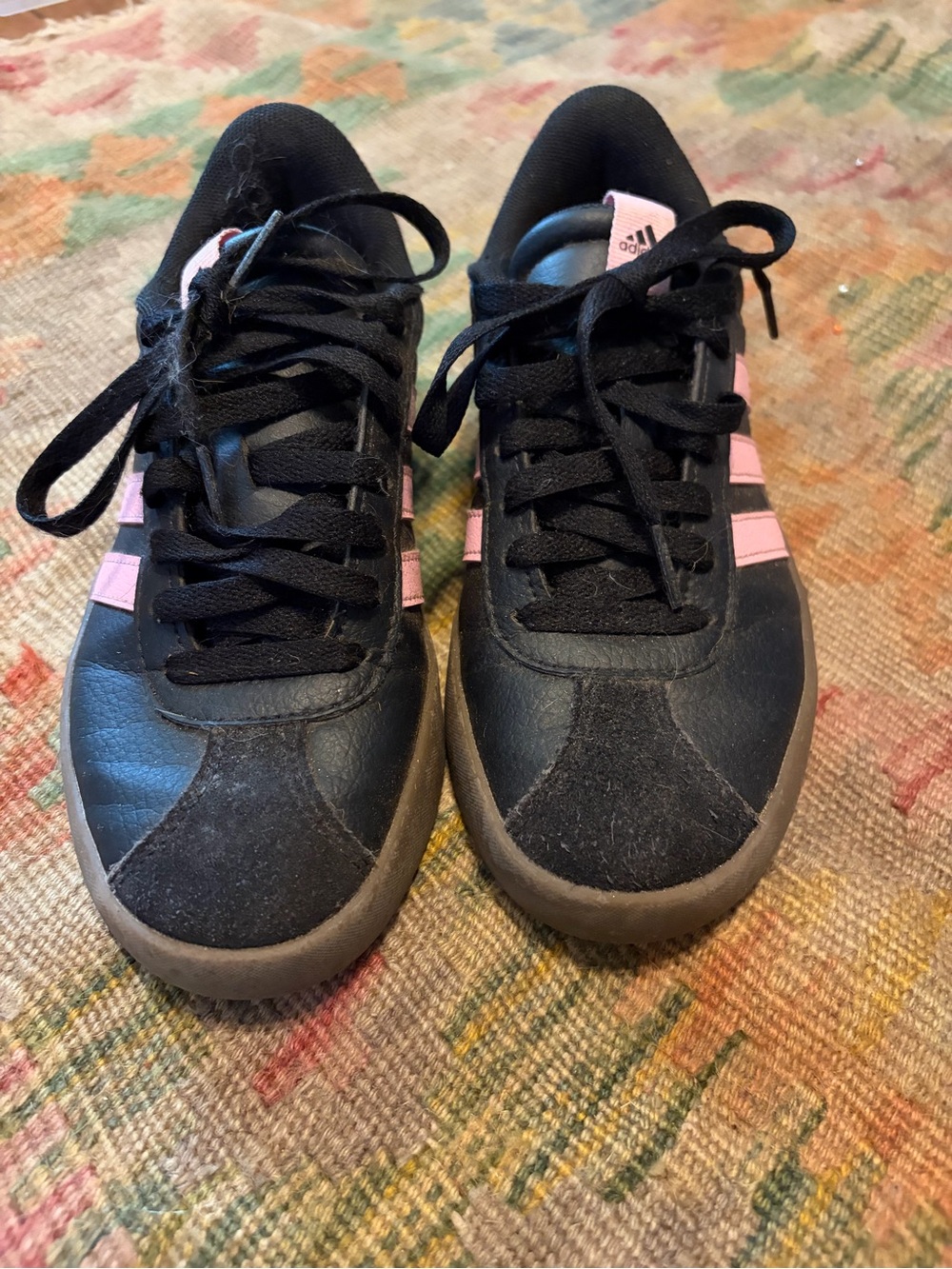 Pink and black Adidas like new size 6